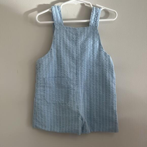 Vintage 2T Boy Blue Shortall Bear Golf Embroidered Back Pocket Lined Summer - Picture 3 of 9